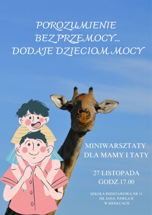 Plakat o warsztatach "Porozumienie bez przemocy"